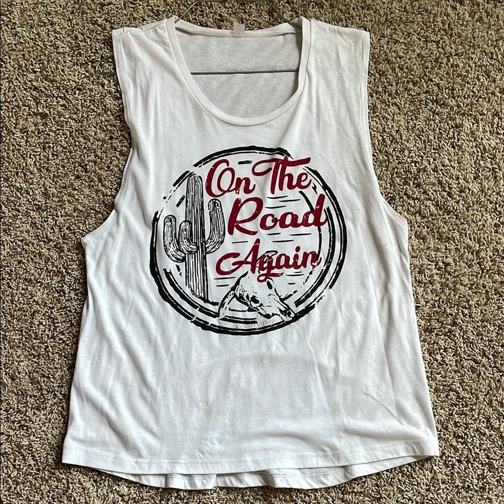 Women's White Graphic Tank Top
